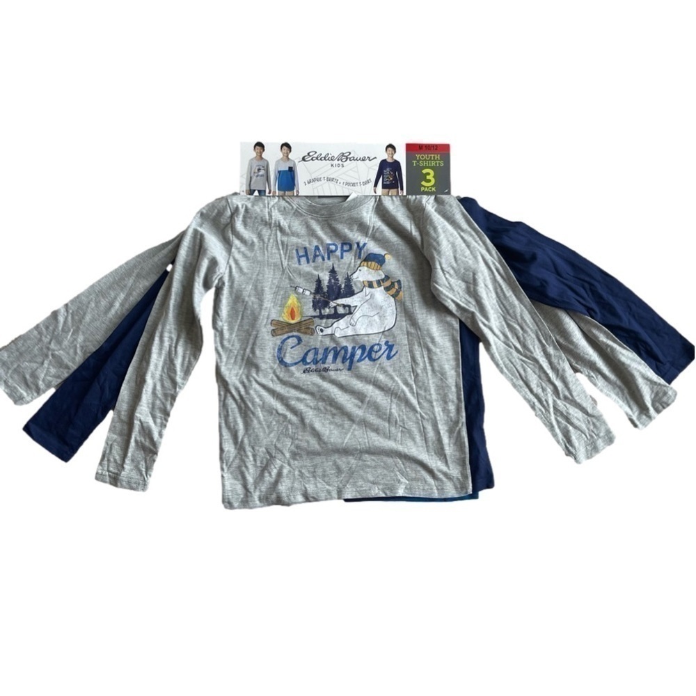 Eddie Bauer Long Sleeve Shirts 3 Pack Medium 10 12 NWT